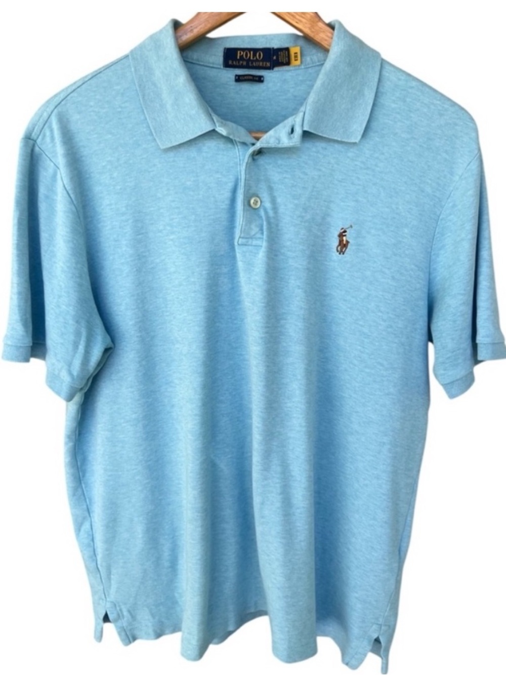POLO RALPH LAUREN Classic Fit Blue Short Sleeve Polo Shirt Mens M